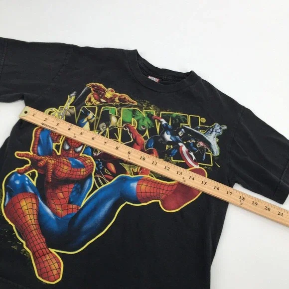 Vintage Marvel Mad Engine Superhero Logi Short Sleeve T-Shirt Medium Youth Black - Picture 4 of 5